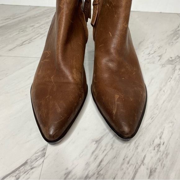 Franco Sarto Spur Brown Leather Bootie 7 1/2 M - Picture 11 of 15